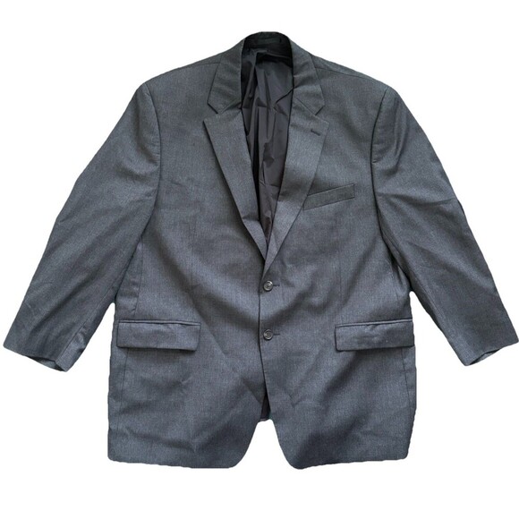 Lauren Ralph Lauren Gray Suit Jacket Blazer 100% Wool 2 Button 48R - Picture 1 of 5